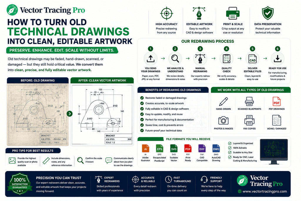How to Turn Old Technical Drawings into Clean, Editable Artwork