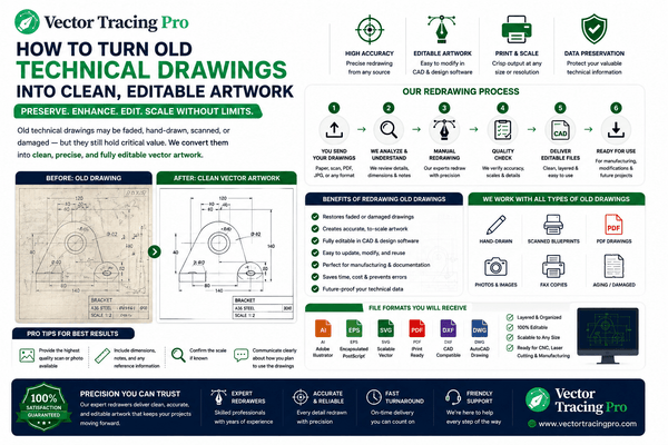 How to Turn Old Technical Drawings into Clean, Editable Artwork