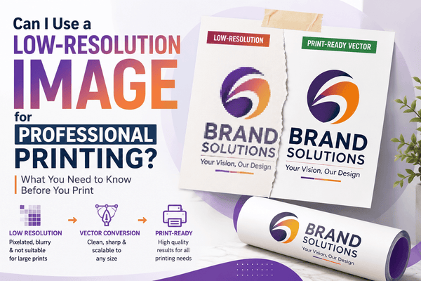 Low-resolution logo compared with clean vector artwork prepared for professional printing, showing the difference in image quality and sharpness.